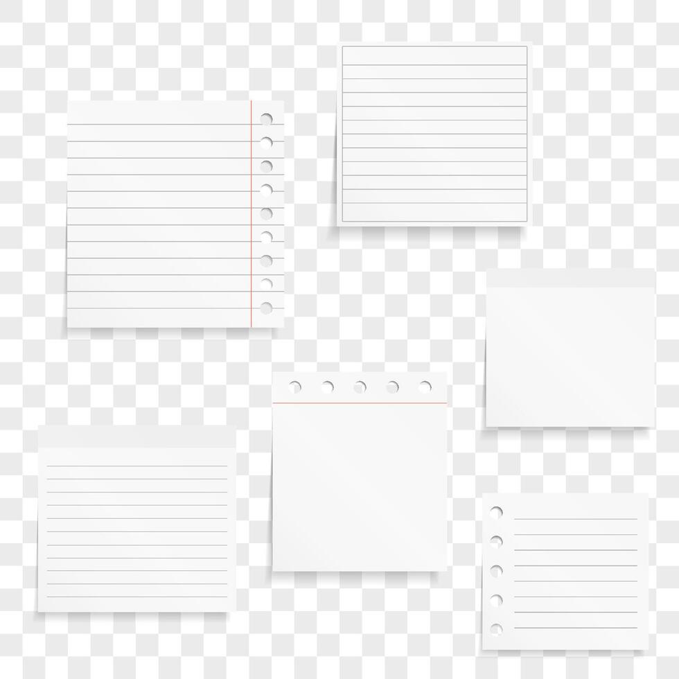 Blank white paper notes with shadows vector