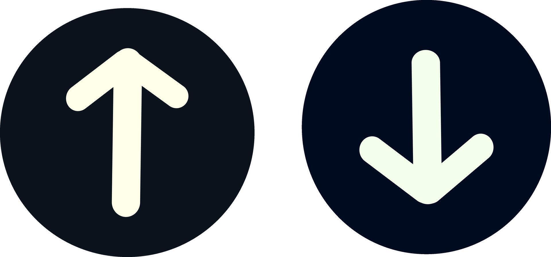 up, down arrow icon on round button set vector