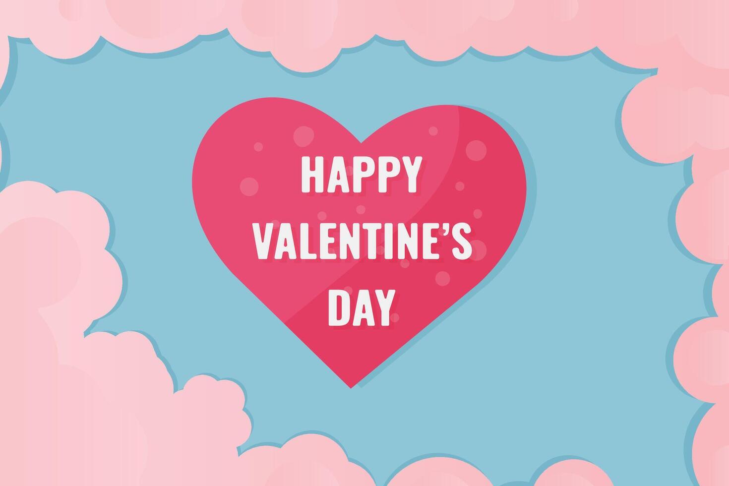 Card with heart and clouds for Valentine's Day.Illustration in flat style. vector