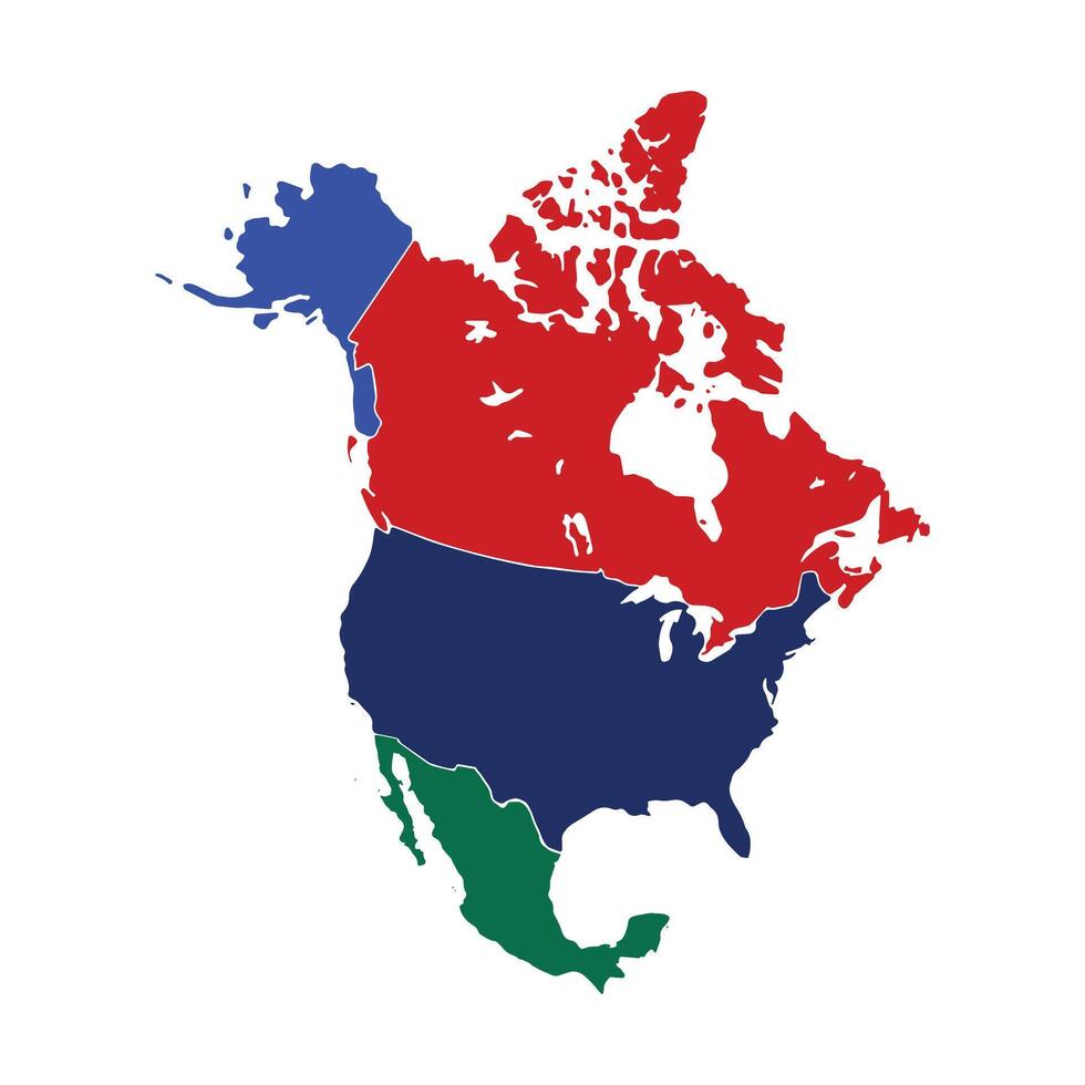 North America map illustration. Colorful North America map vector