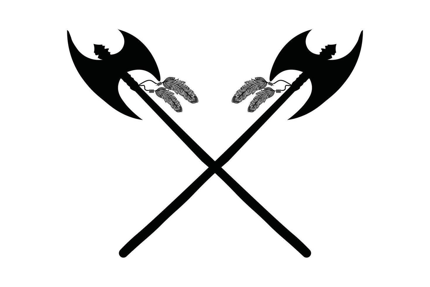 Two crossed native American tomahawk vector