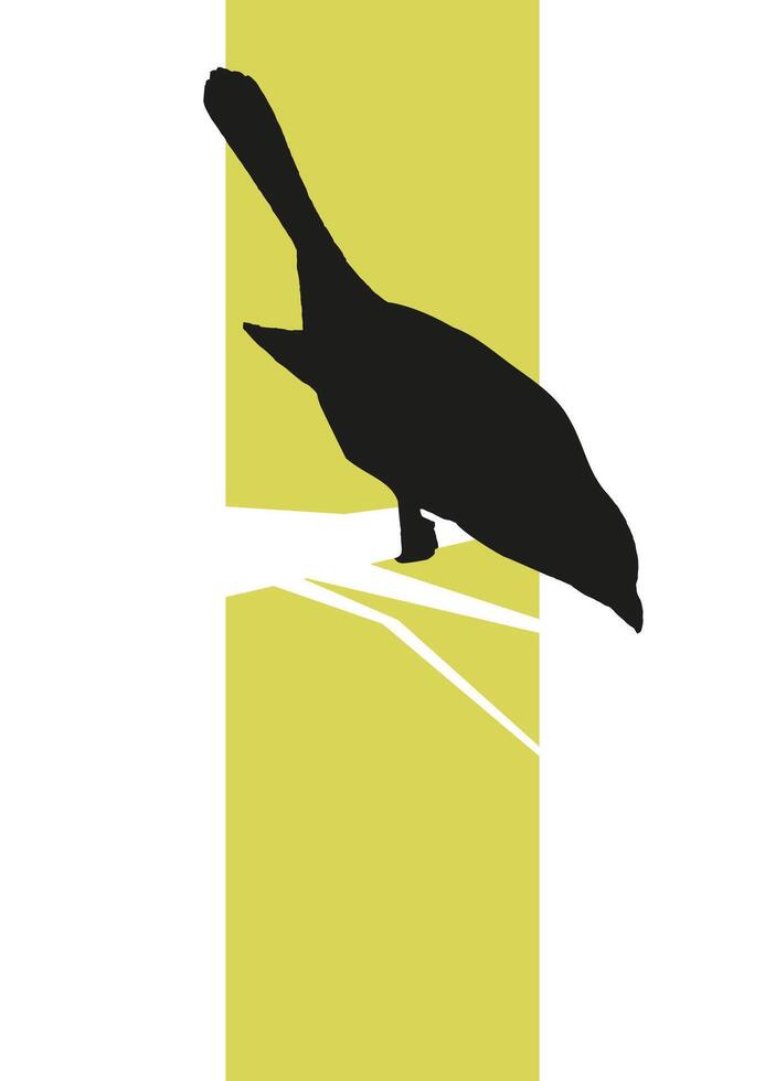 Bird on the tree illustration simple illustration. Silhouettes of the sparrow sitting on a branch vector
