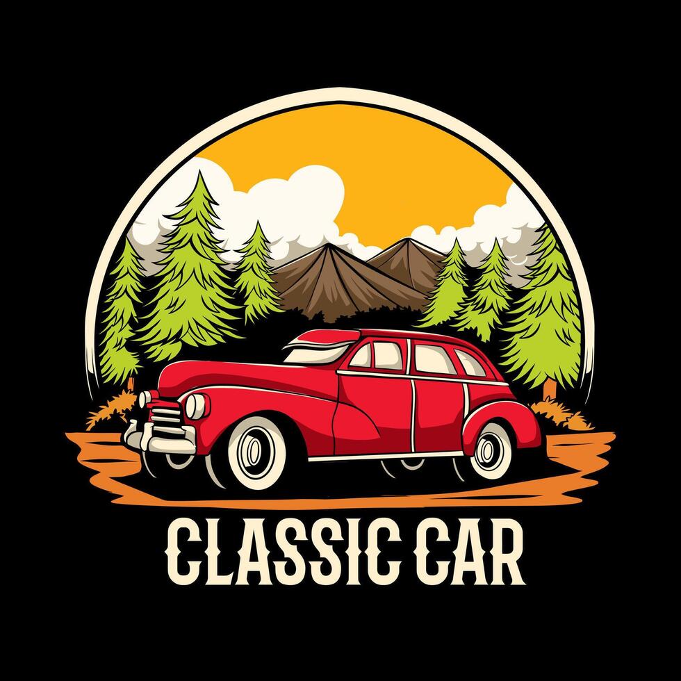 vintage classic car illustration artwork vector