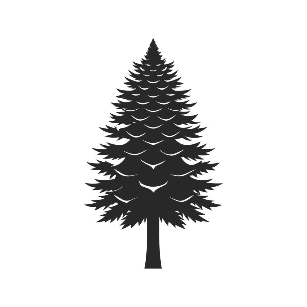 Pine tree silhouette flat illustration for design vector