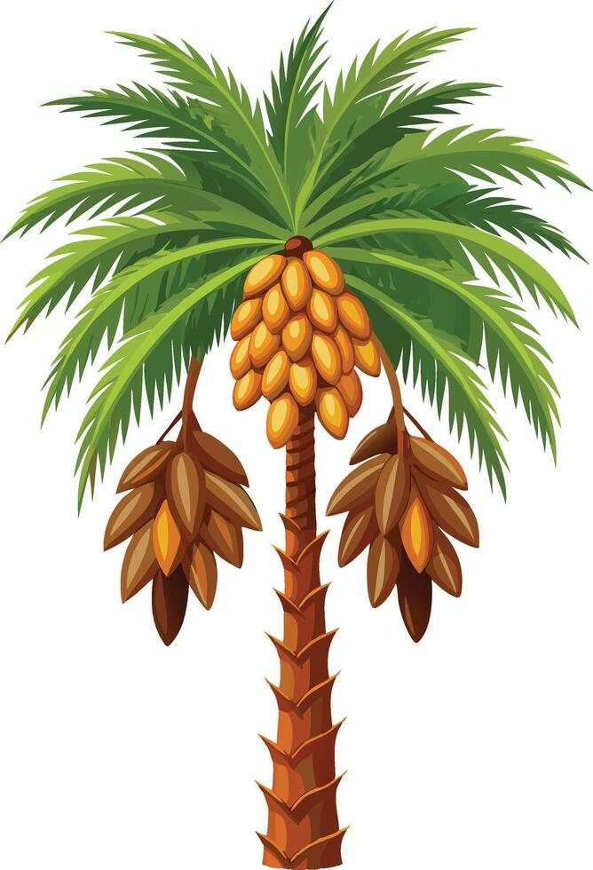 realistic palm tree with palm illustration tropical coconut tree vector