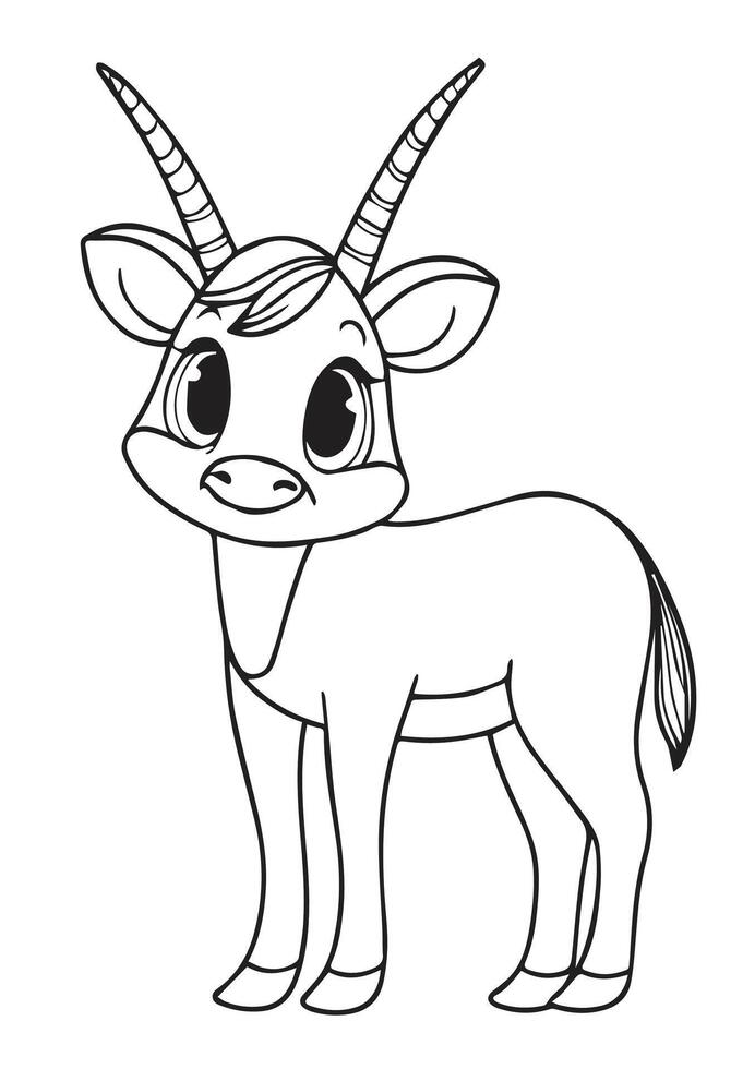 A cute goat coloring page for kids vector