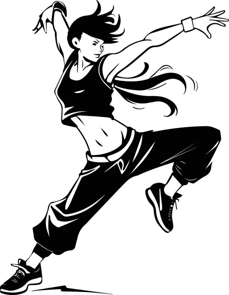 Girl dancing illustration in glyph style vector