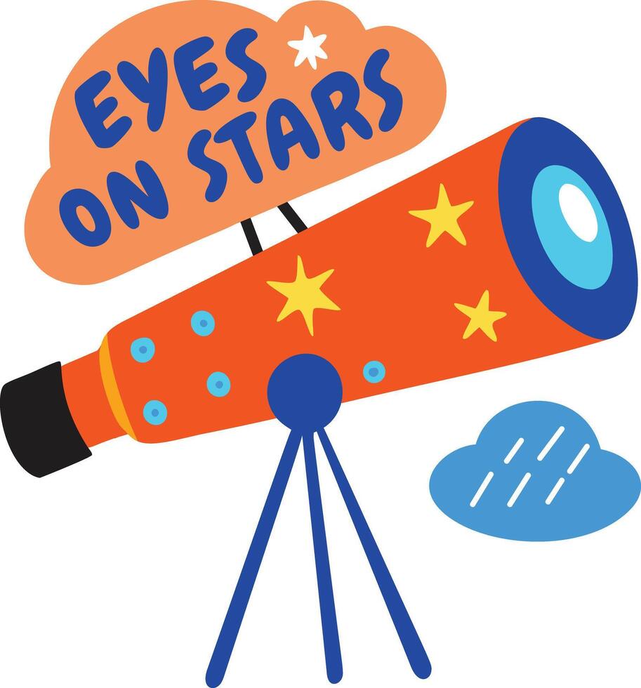 A flat sticker of stargazing with telescope vector