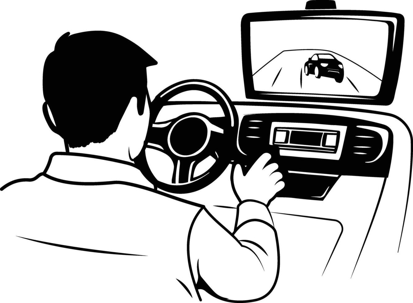 Glyph illustration depicts a person driving a car vector