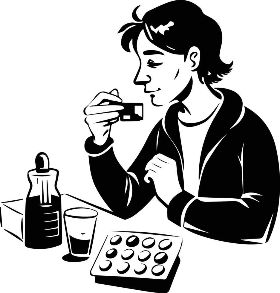 A hand drawn style illustration of medication vector