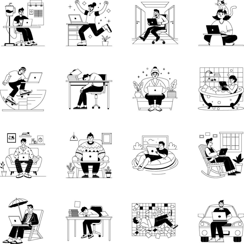 Latest Collection of Freelancer Hand Drawn Illustrations vector
