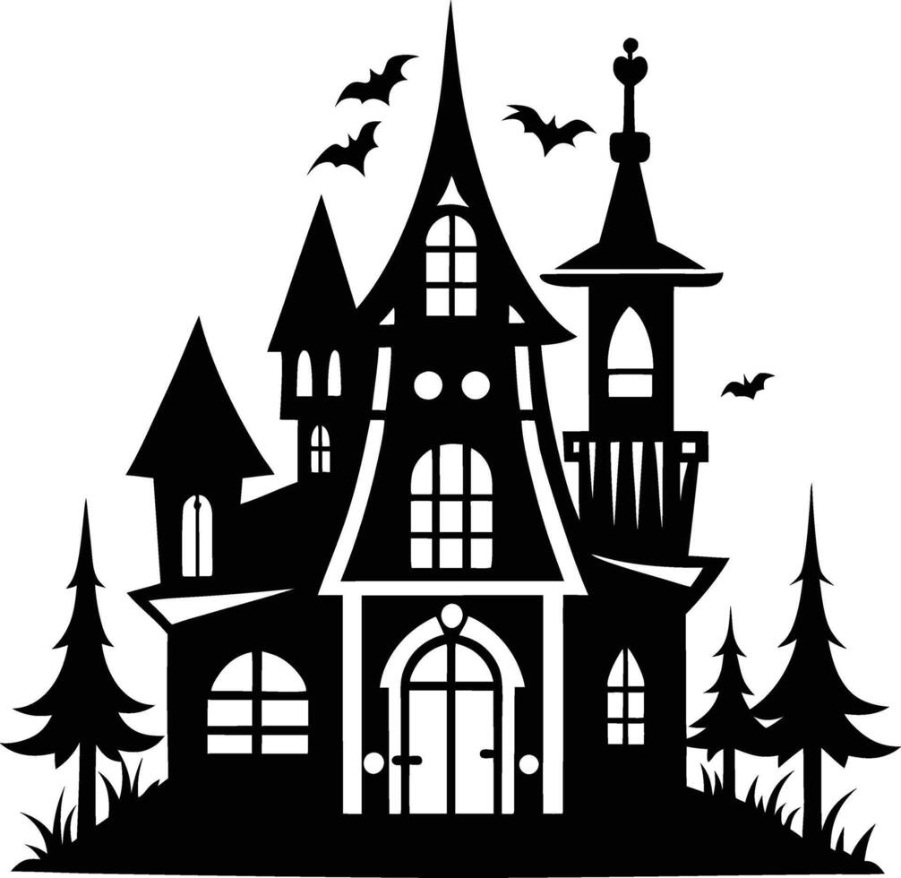 Fairytale house castle silhouette for halloween vector