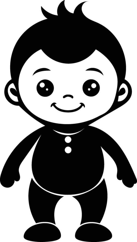 A black and white silhouette of a cute baby vector