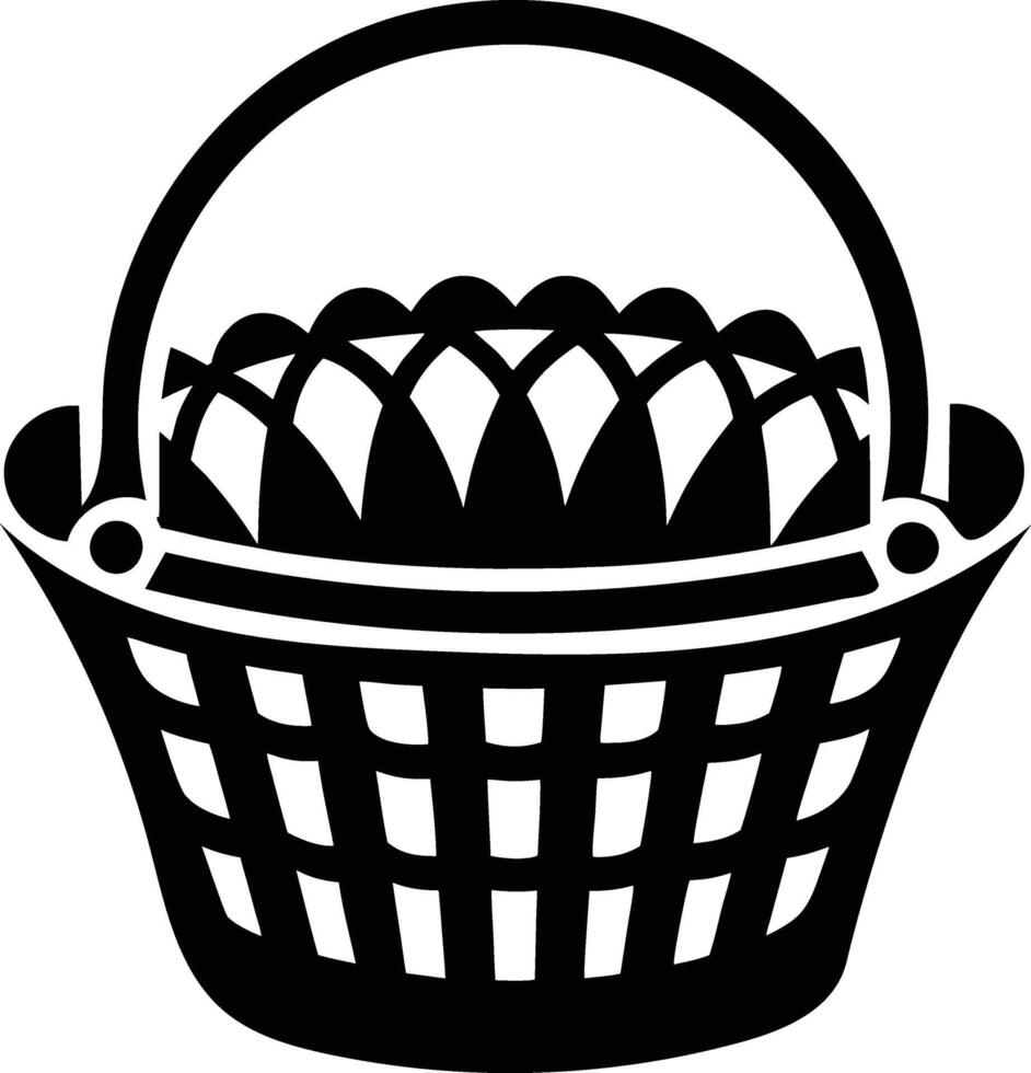 A black and white silhouette of a blank basket vector