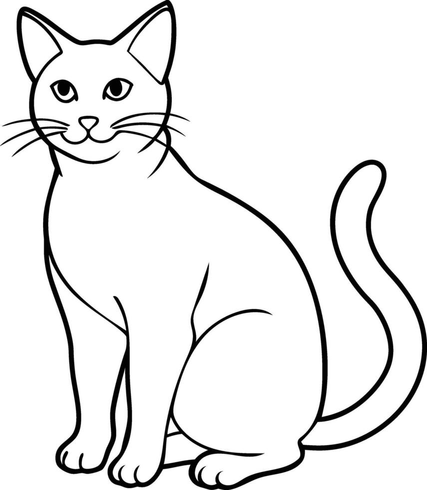Line art drawing of a cat icon on a white background vector