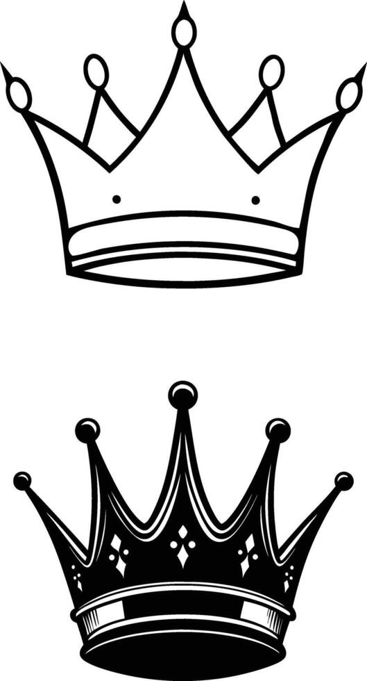 King crowns silhouette icons set collection vector