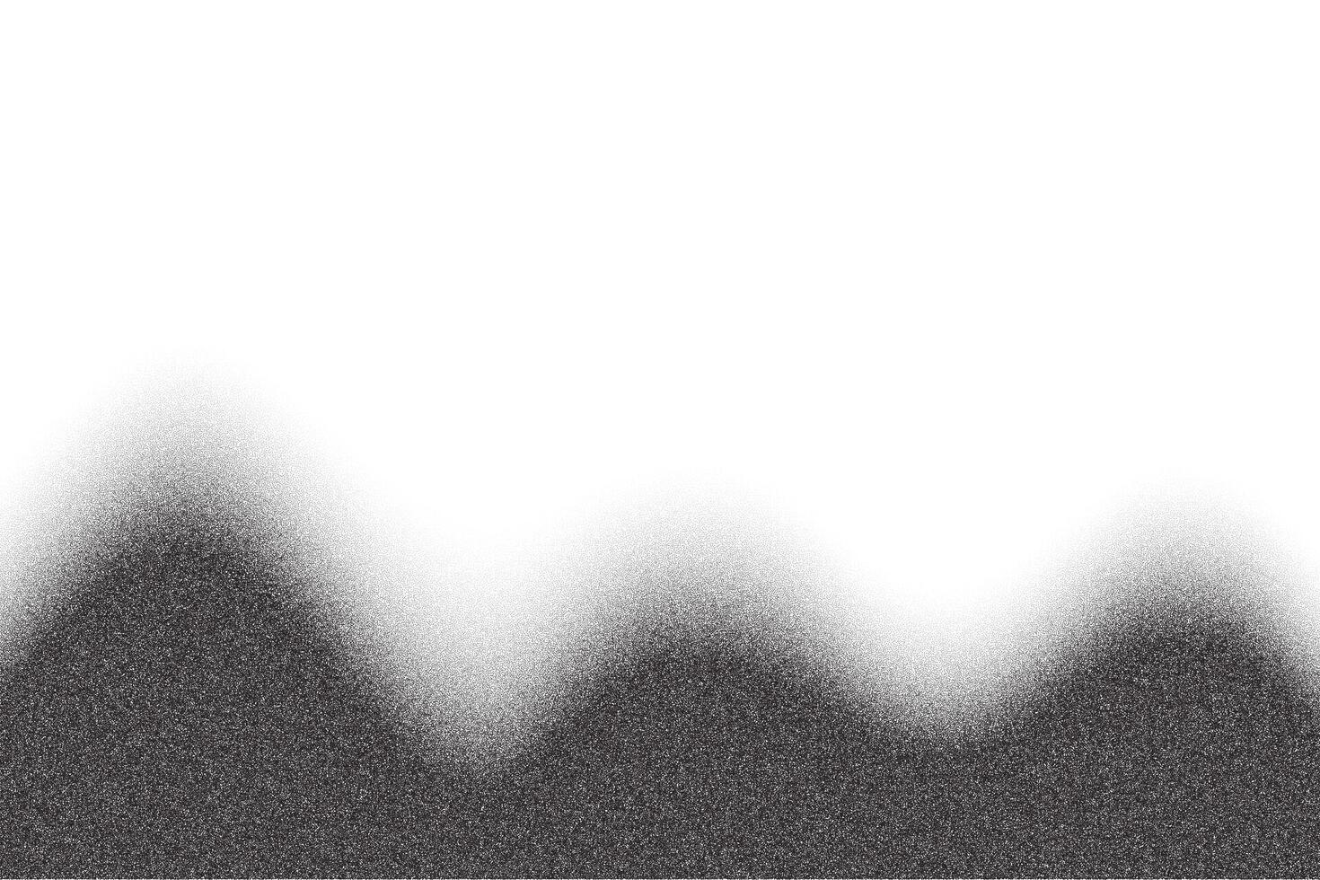 Noisy wavy pattern with stipple sand texture. Gradient halftone gradation fade. Grainy hills. Abstract dusty curved mountains. Stochastic landscape vector