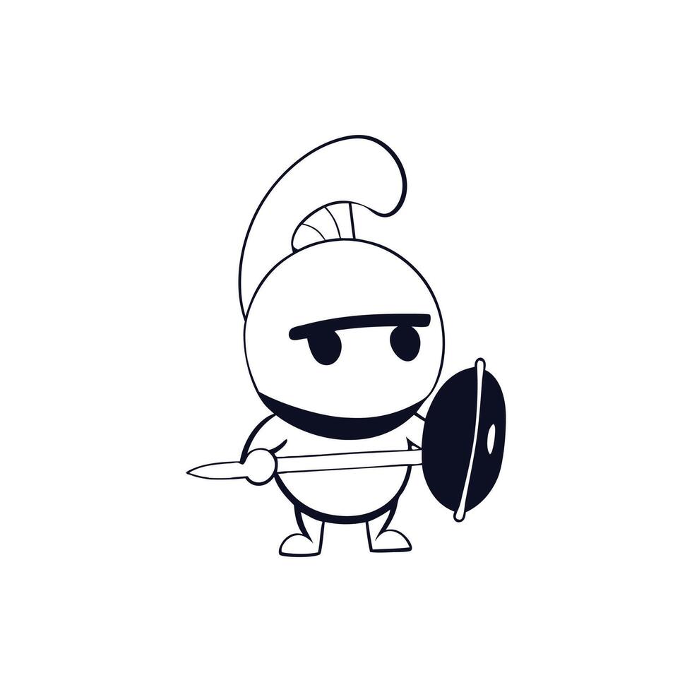A cartoon character with a shield and sword vector