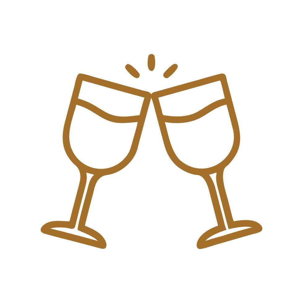 Two glasses of wine are toasting each other vector