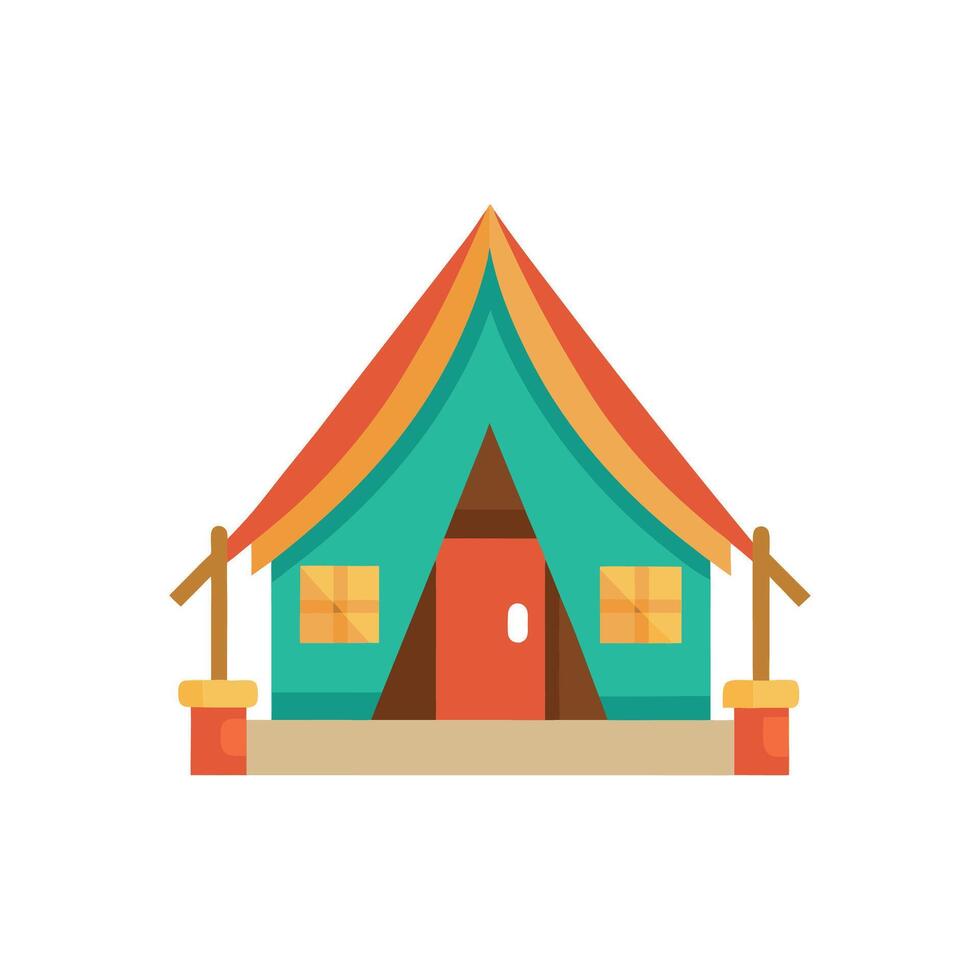 A tent with a roof and a porch on a white background vector