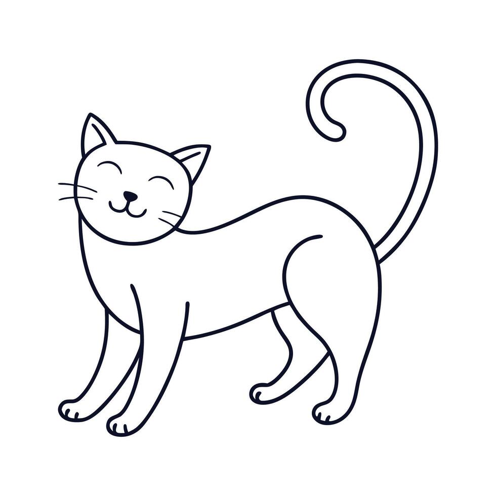 A cat is standing in a line on a white background vector