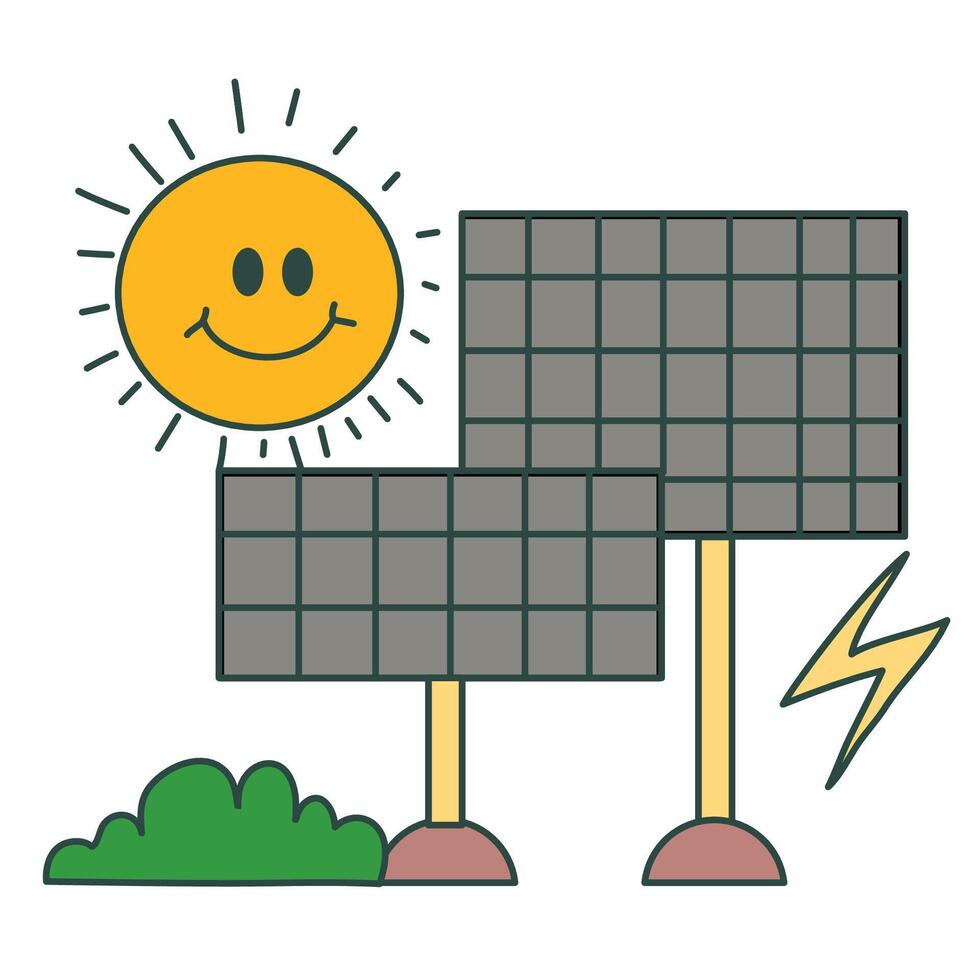 Solar panels utilize the sun heat source to produce energy. Illustration images that can be used as educational wallpapers or stickers and infographic vector