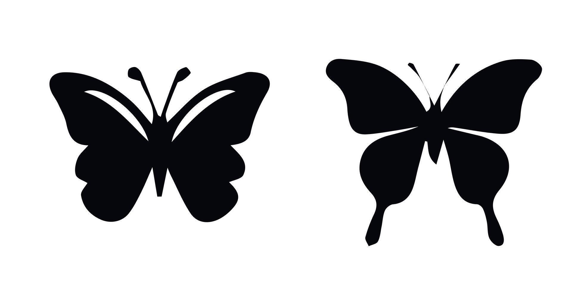 Black and white butterfly set silhouette art illustration vector