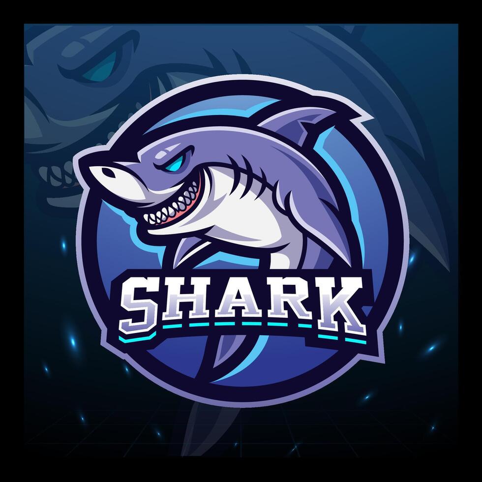 Great white Shark mascot e sport logo design vector