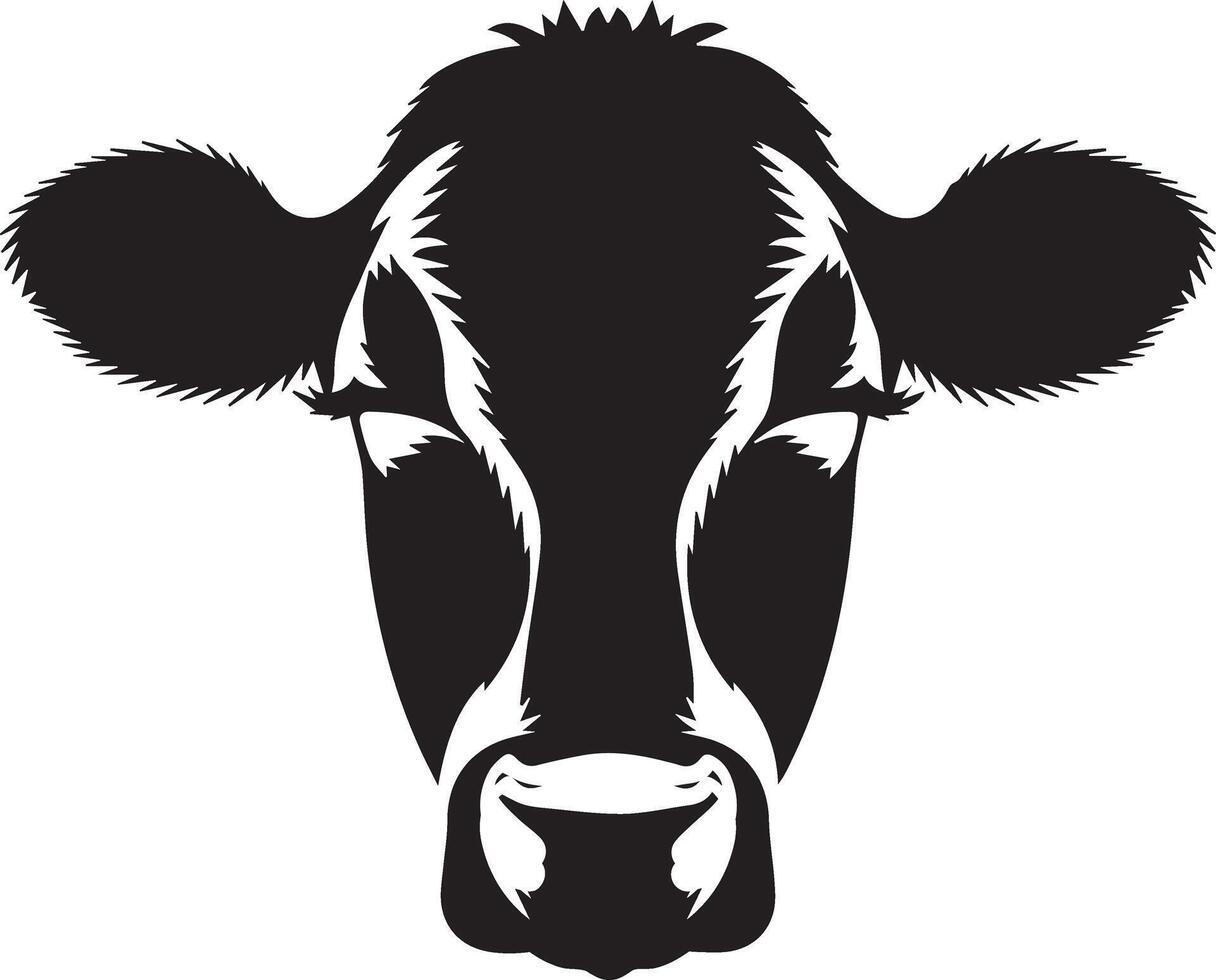 Create a cow head silhouette with a white background vector