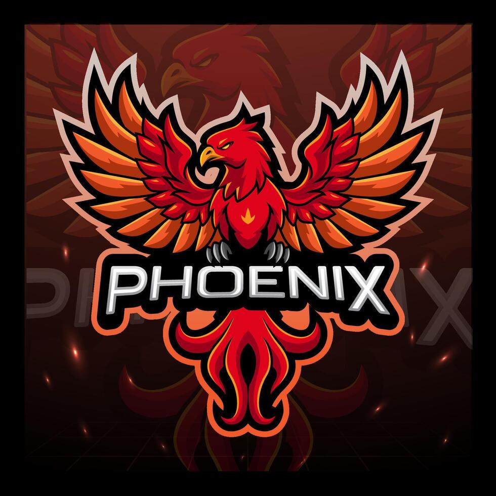 Phoenix bird mascot e sport logo design vector