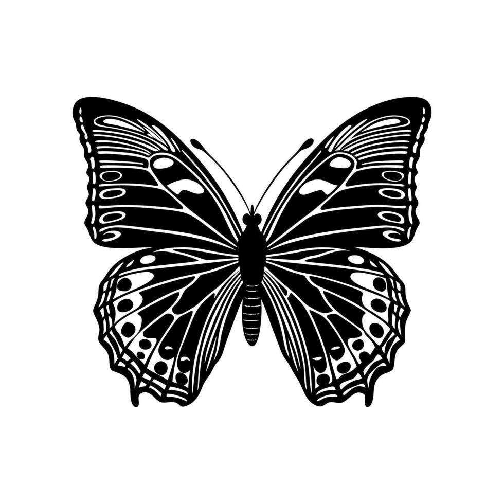 Black and white butterfly silhouette vector