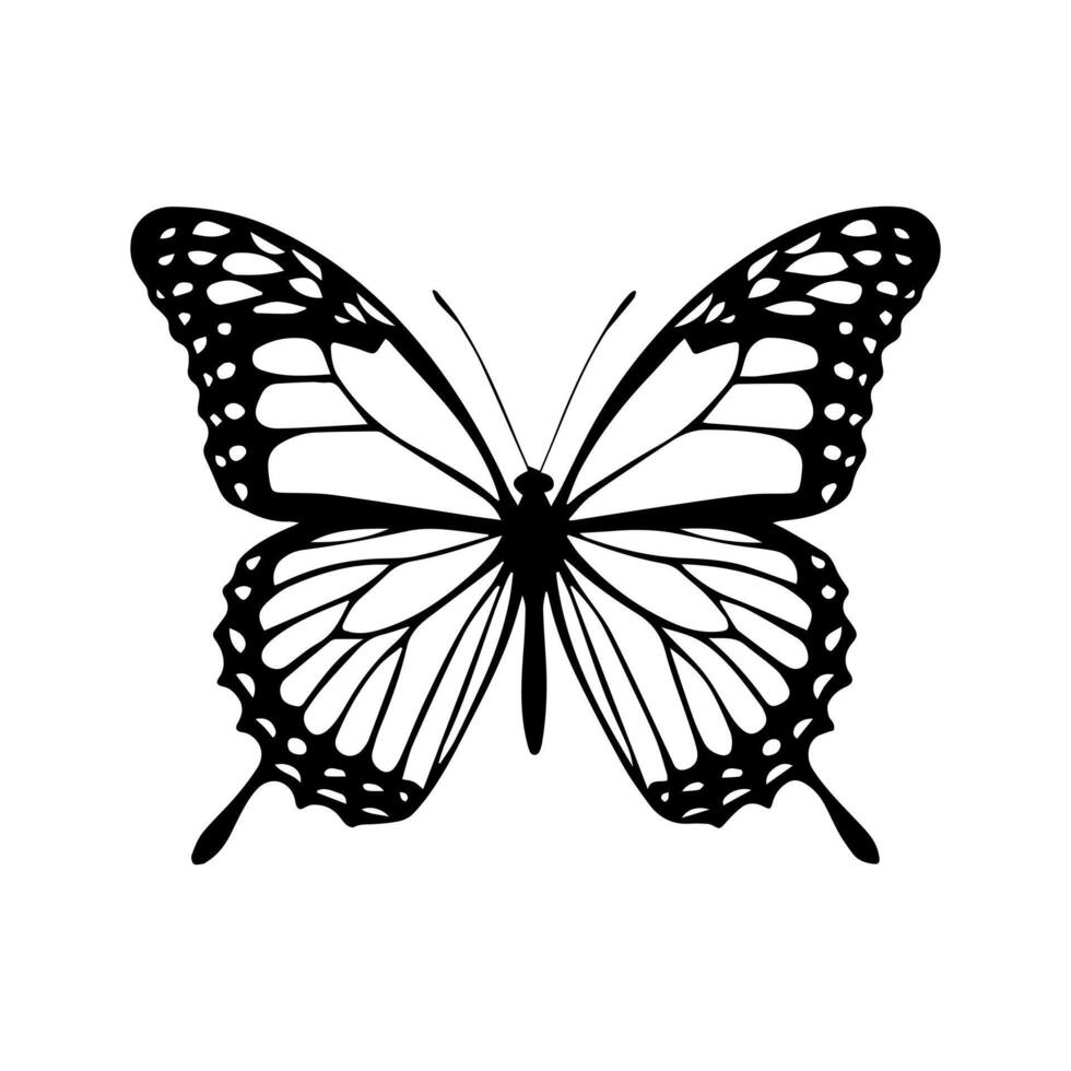 monarch butterfly silhouette Clipart image isolated on white background. Beautiful Butterfly Decoration element vector