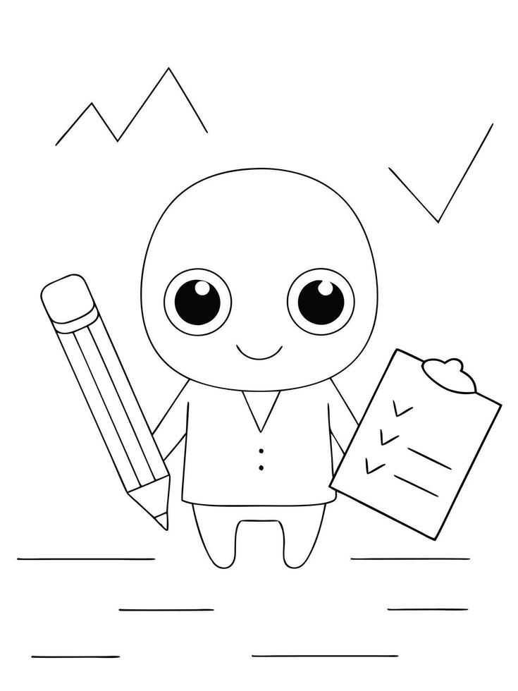 A cartoon character holding a pencil and a clipboard vector