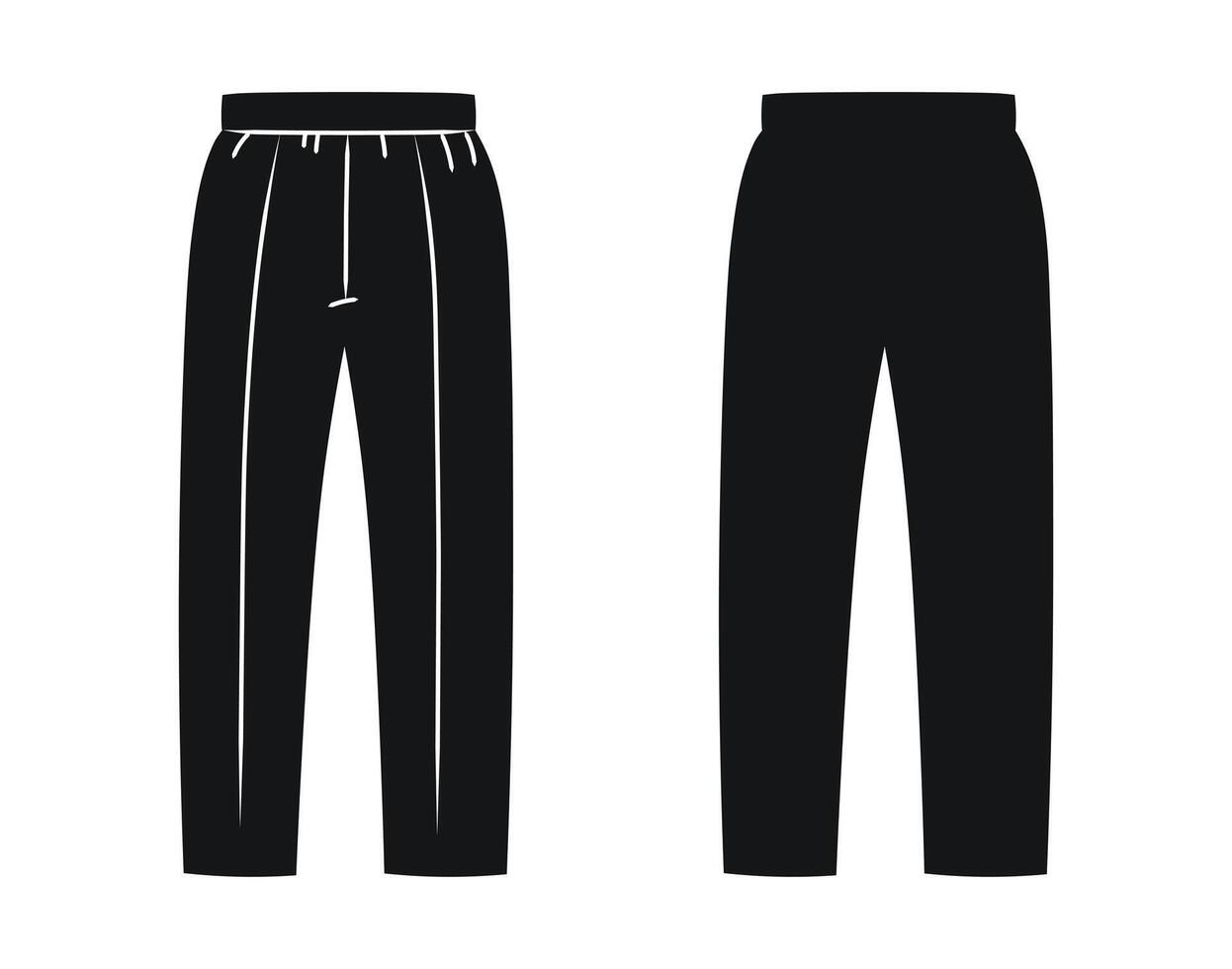 Sweat pants with wide elastic band, wardrobe, black silhouette vector