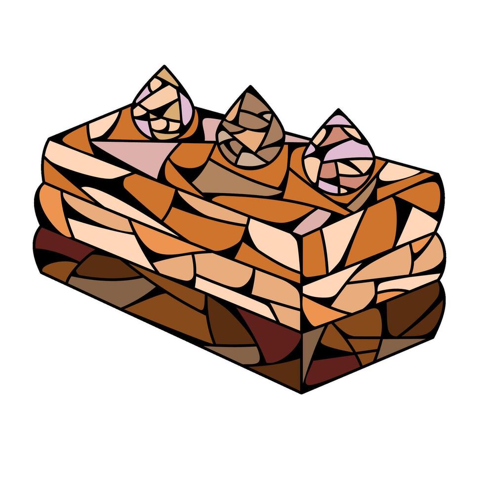 Piece of cake in stained glass window technique vector