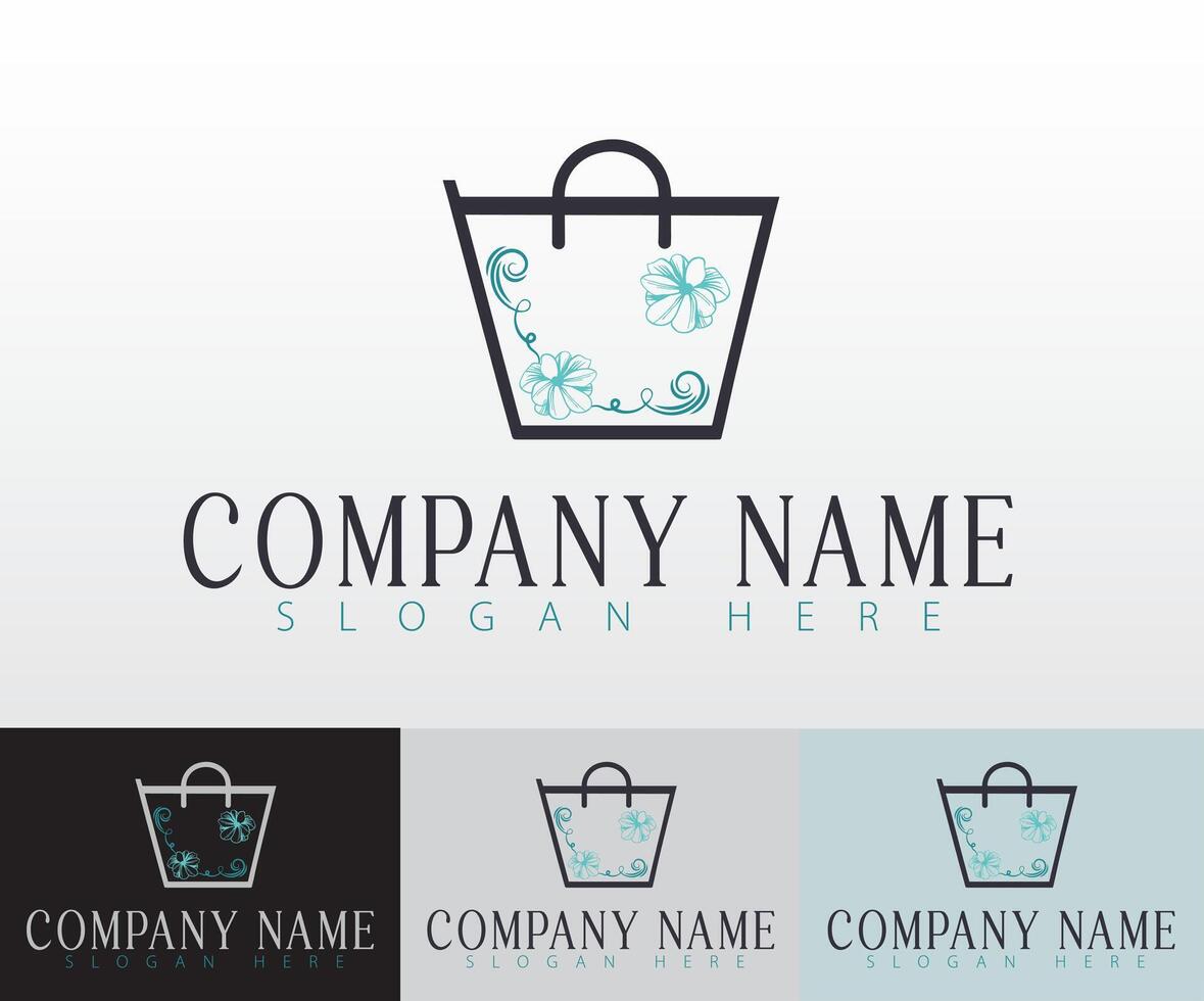 Simple minimal shopping bag logo. vector
