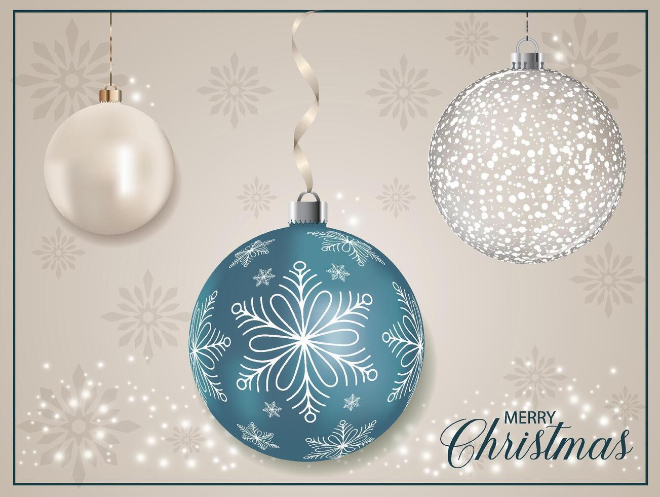 Shiny Blue Metallic Christmas bauble with white star decoration, glitter and background. vector