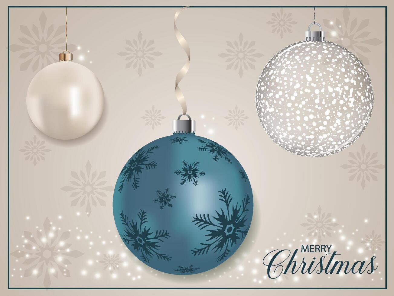 Hanging blue 3D metallic Xmas ball with dark blue snowflake decoration. vector
