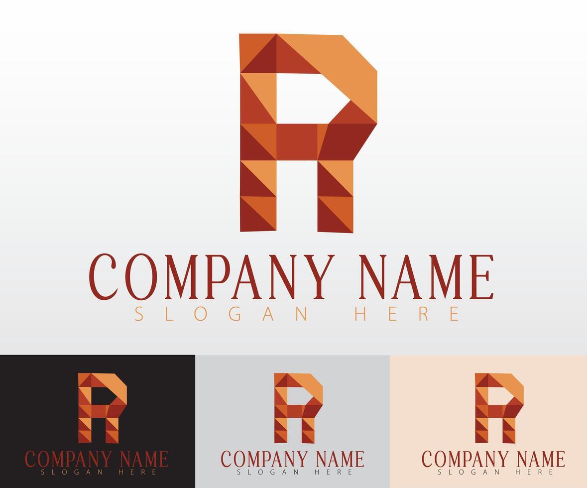 Letter R Polygonal illustration vector