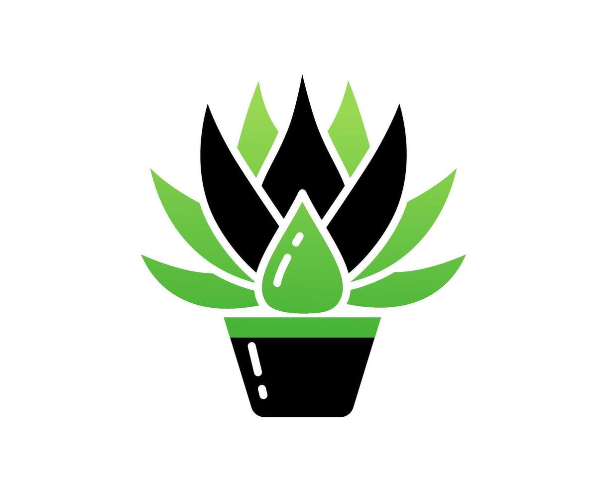 Aloe Vera Houseplant Icon, Minimalist Gradient Design for Branding, Eco-Friendly Projects vector