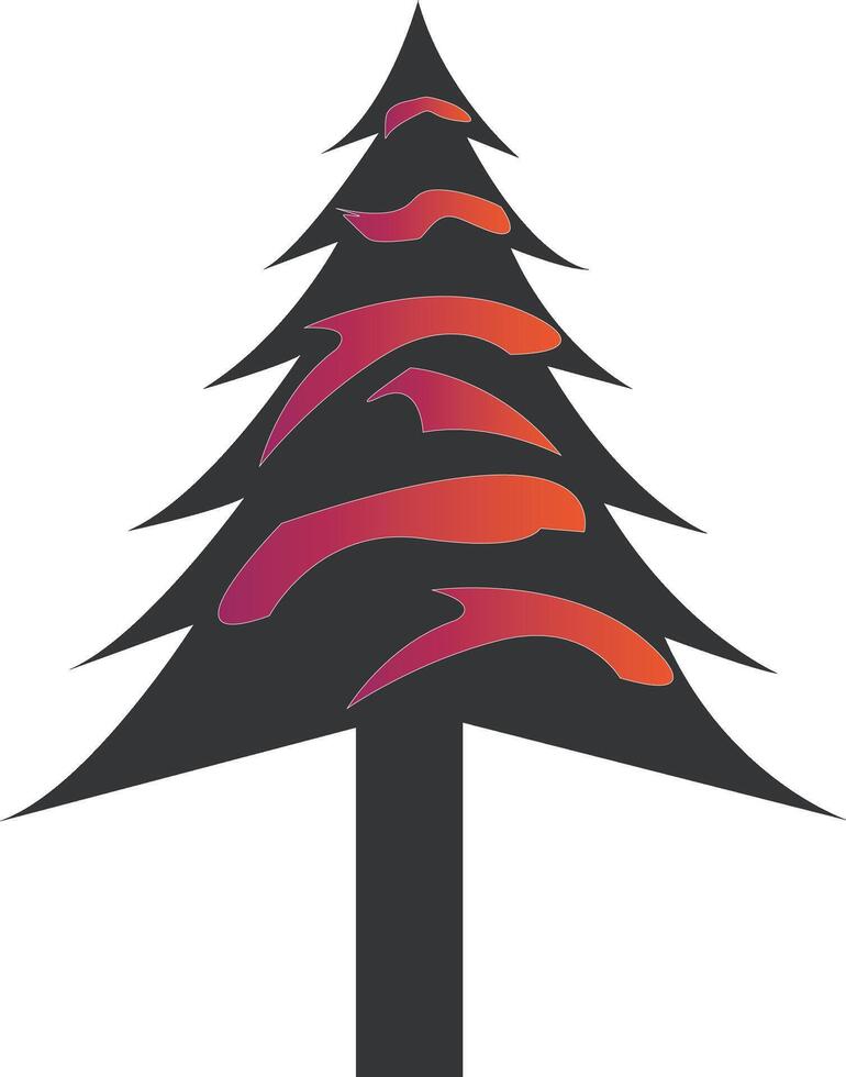 Black Christmas Tree Silhouette vector