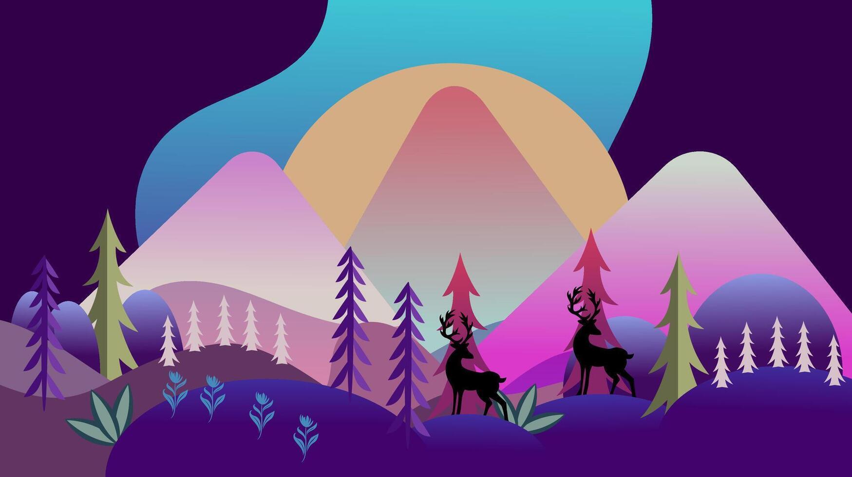 This vibrant illustration depicts a captivating scene with a playful use of color and shape vector