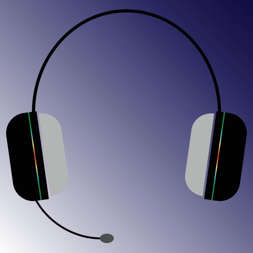Headset with led light on the side and mic, usually used for music and gaming, suitable for music store signs and icon, also good for banners and T shirt prints and print material and CD covers vector