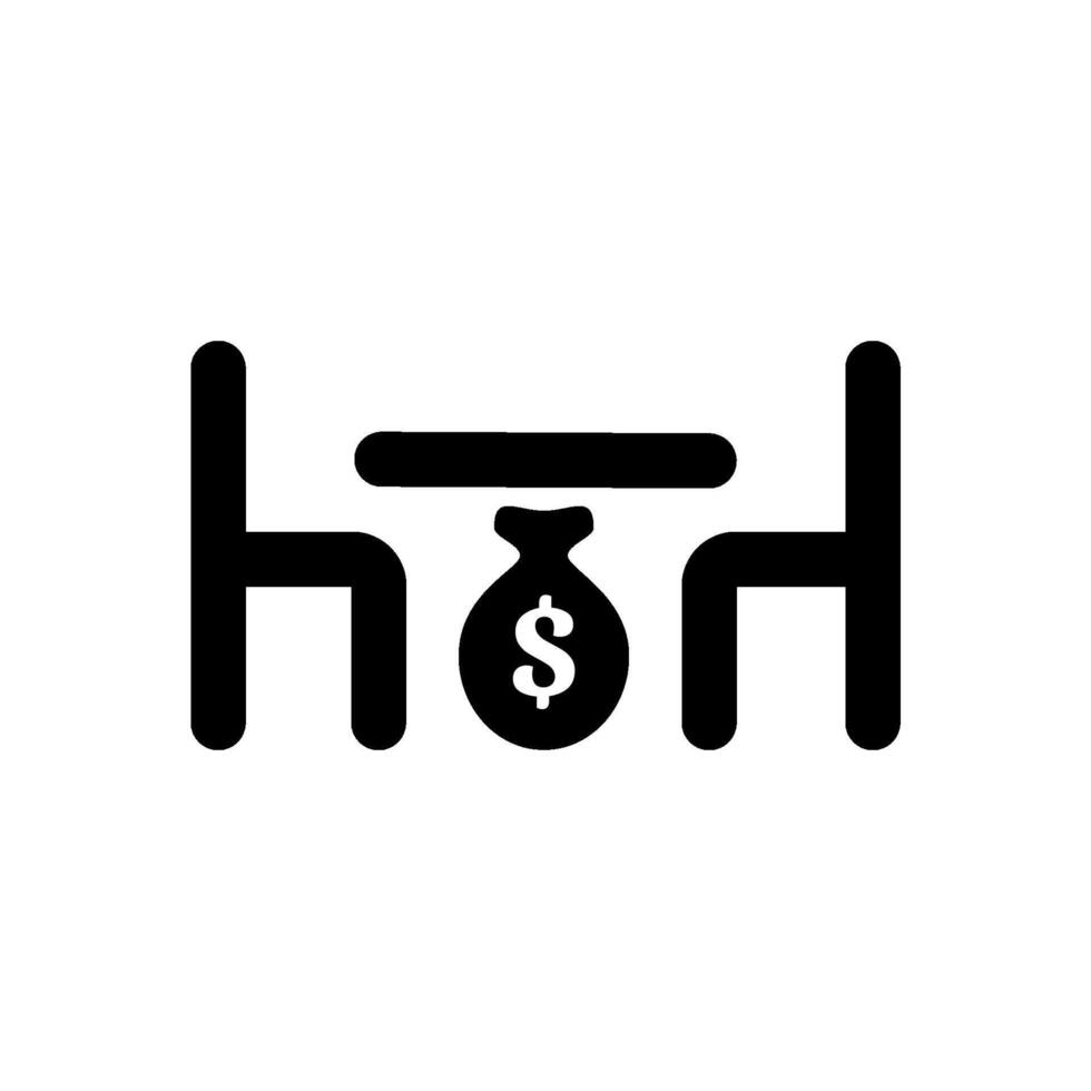 a black and white logo of a table with a money bag vector