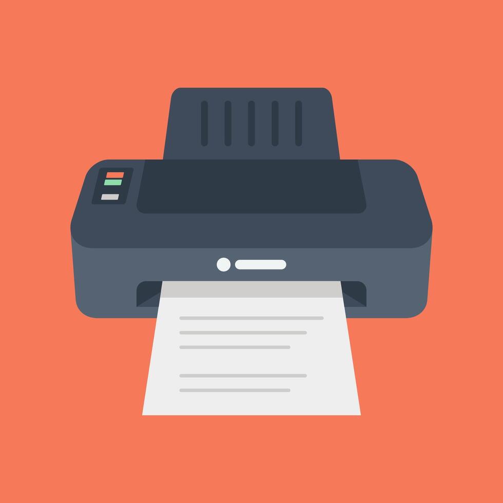 Office printer icon, flat style design. vector