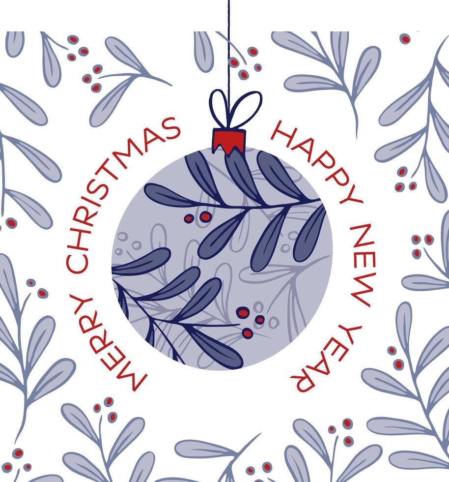 Merry christmas and happy new year card vector