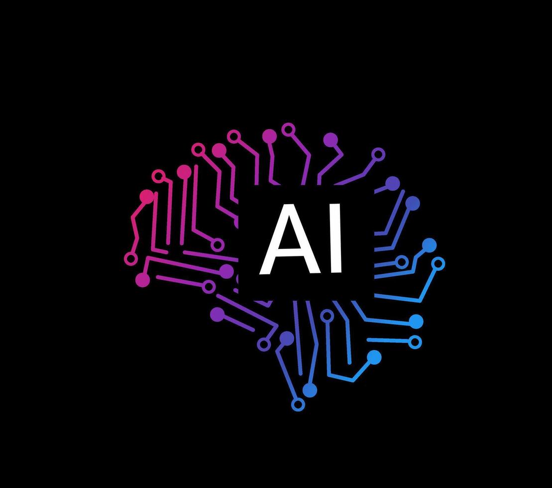 Ai brain chip technology vector