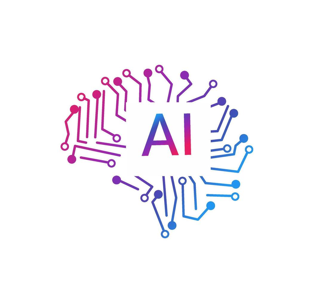 Brain chip ai logo vector