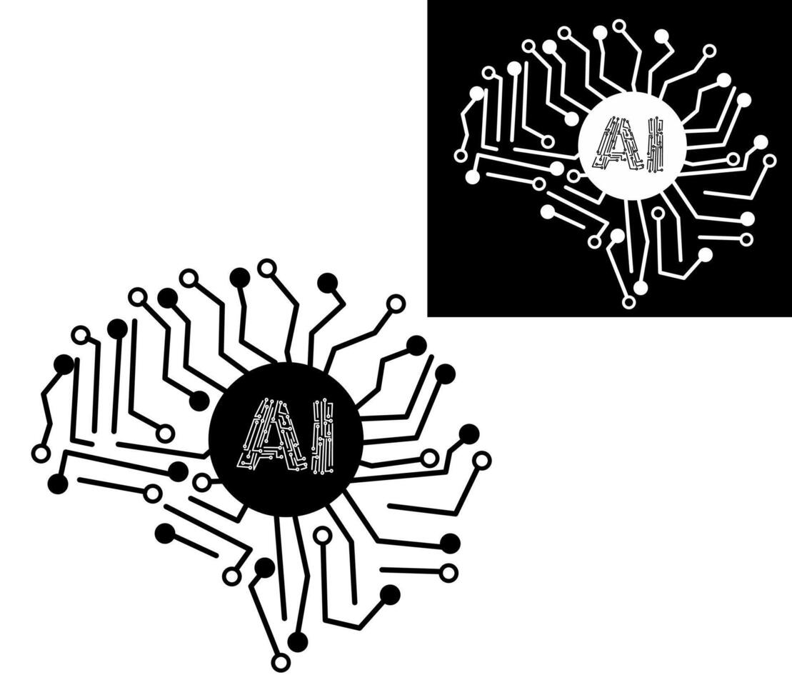 Brain ai chip illustration vector