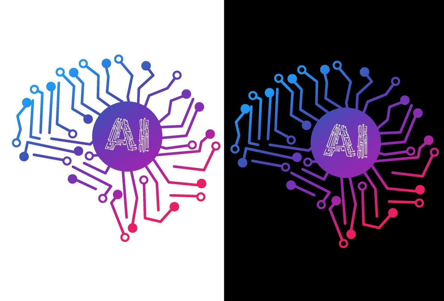 Ai human brain art vector